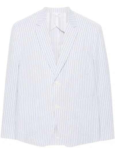 Thom Browne Seersucker Striped Blazer In White