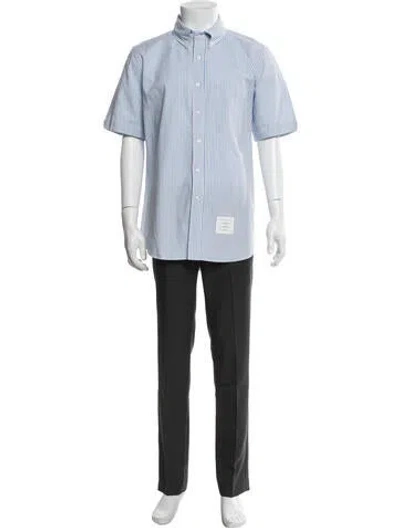 Pre-owned Thom Browne Seersucker Striped Shirt In Blue