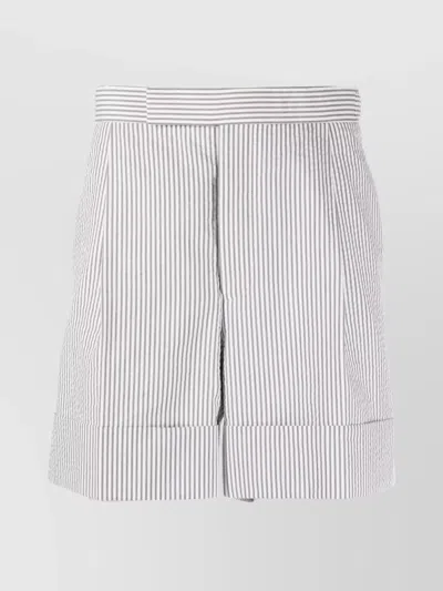 THOM BROWNE SEERSUCKER STRIPED SHORTS CUFFED HEM