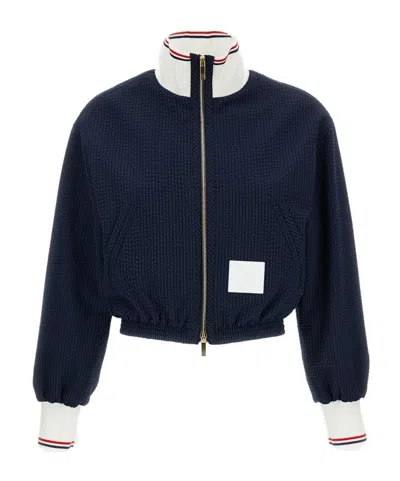Thom Browne Zip Bomber Jacket In Blue