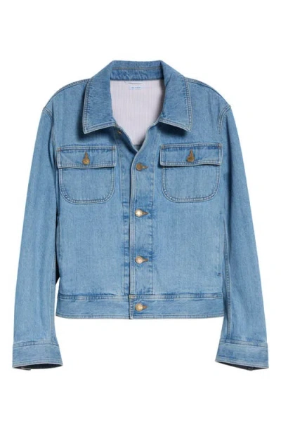 Thom Browne Selvedge Denim Backstrap Utility Jacket In Animal Print