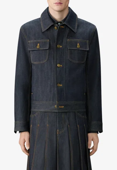 Thom Browne Selvedge Denim Backstrap Utility Jacket In Blue