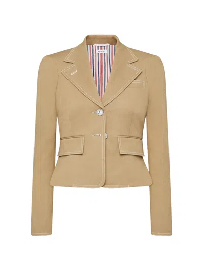Thom Browne Selvedge Denim Cropped Jacket In Neutral