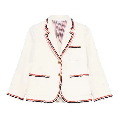 Thom Browne Selvedge Denim Cropped Sack Sportcoat Women In Neutral