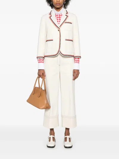 Thom Browne Selvedge Denim Wide Leg Trouser Women In White