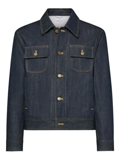 Thom Browne Selvedge-detail Back-strap Shirt Jacket In Blue