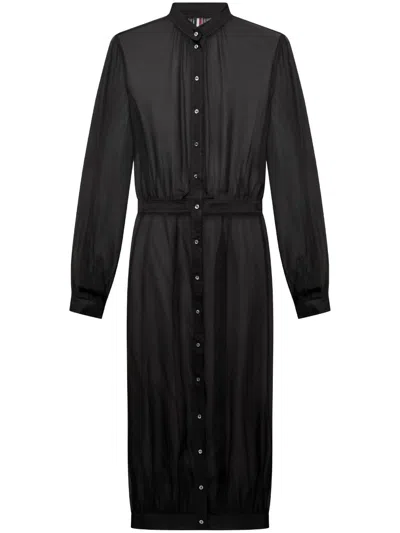 Thom Browne Semi-sheer Midi Dress In Black