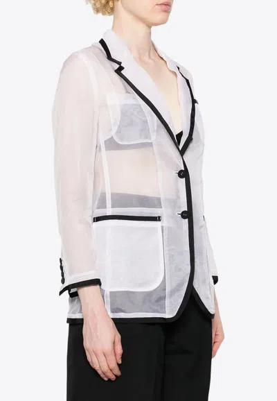Thom Browne Semi-sheer Organza Blazer In White