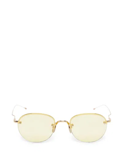 Thom Browne Semi-rimless Oval-frame Sunglasses In Gold