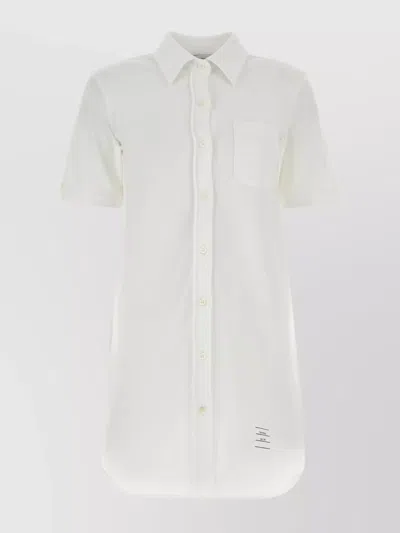 Thom Browne Sequin Embellished Mini Shirt Dress In White