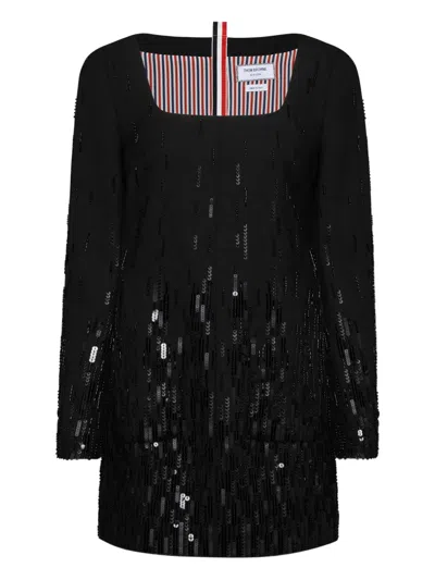 Thom Browne Sequinned Mini Dress In Black