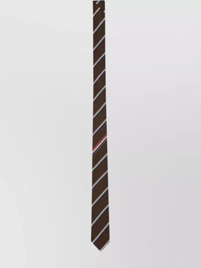 Thom Browne Shadow Stripe Pique Weave Slim Tie In Brown