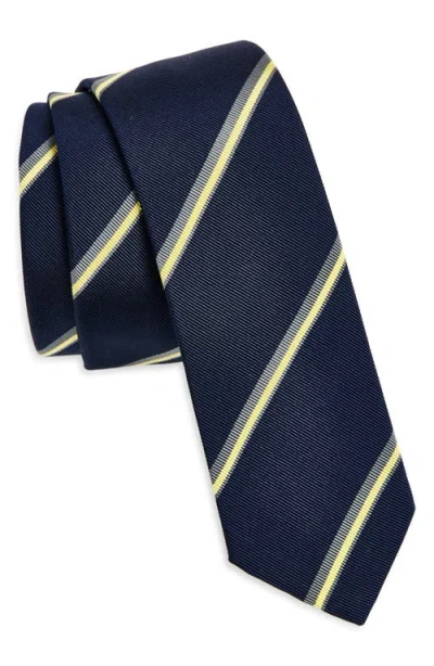 Thom Browne Shadow Stripe Silk & Cotton Mogador Tie In Blue