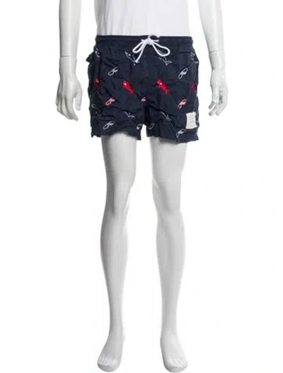 Pre-owned Thom Browne Shark Printed Swim Trunks In Blue