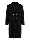 Thom Browne Double-breasted Long-sleeved Coat In Black