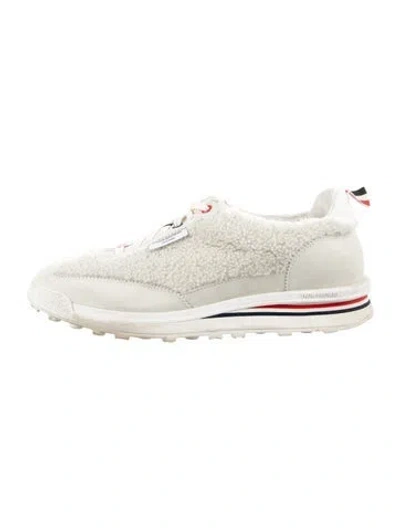 Pre-owned Thom Browne Shearling Sneakers In Neutrals/white