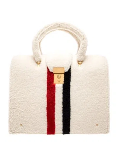 Pre-owned Thom Browne Shearling Top Handle Bag In Neutral