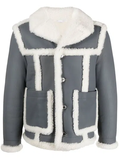 Thom Browne Shearling-trim Flight Jacket In Grey