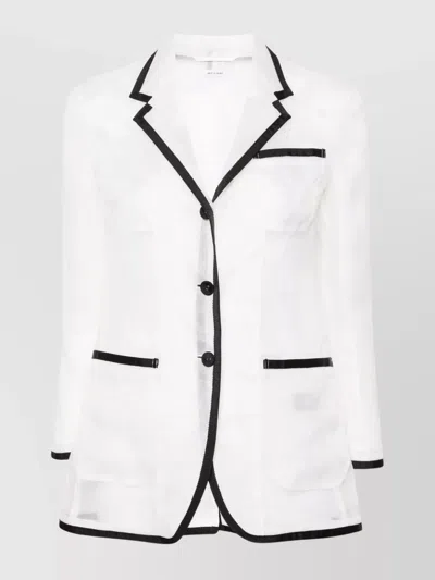 THOM BROWNE SHEER ORGANZA BLAZER GROSGRAIN TRIM
