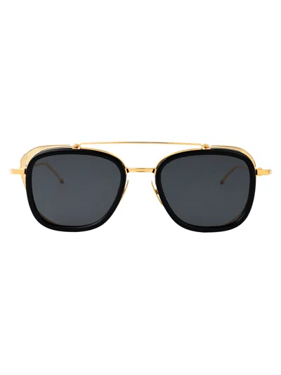 Thom Browne Shiny Black 18k Gold Titanium Acetate+titanium Sunglasses