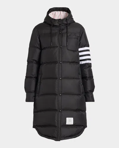 Thom Browne Shiny Ripstop 4-bar Parka Jacket In Black