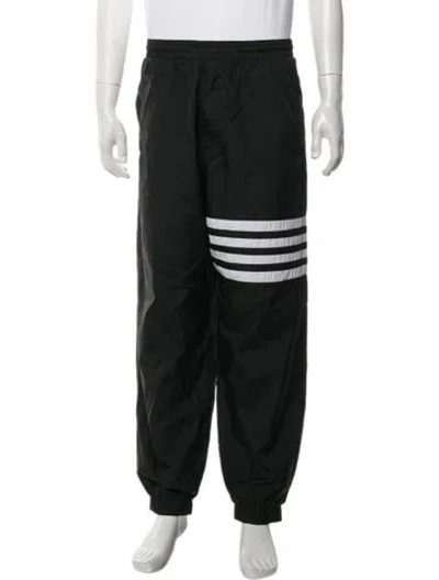 Pre-owned Thom Browne 'shiny Ripstop 4 Bar' Striped Lounge Bottoms In Black