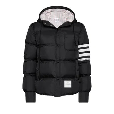 Pre-owned Thom Browne Shiny Ripstop Lightweight Down Filled 4 Bar Jacket 'black' | Women's Size 40