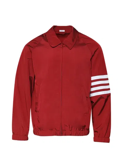 Thom Browne Shiny Ripstop Raglan 4-bar Track Jacket In Red