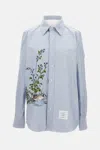 Thom Browne Cotton Embroidered Scenic Goose Shirt In Blue