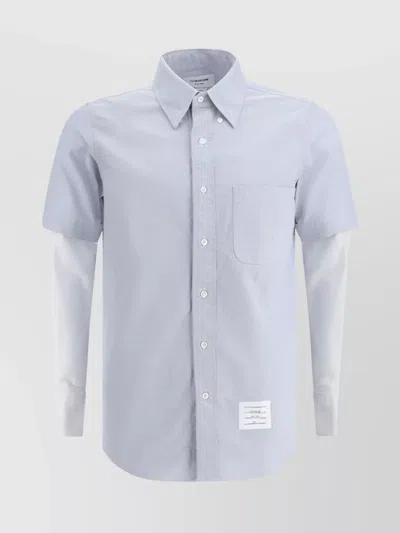 Thom Browne Shirt Button-down Collar Double-layered Sleeves In Blue