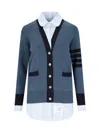 Thom Browne Woman Cardigan Slate Blue Size 4 Cotton