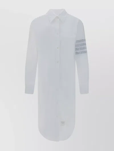 Thom Browne Shirt Dress Cotton Striped Sleeves In Brown