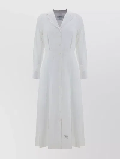 Thom Browne Shirt Dress With Cinched Waist In White