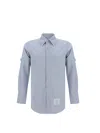 Thom Browne Light Blue Shirt With Button-down Collar And Striped Rwb Detail On The Rear In Light Blue