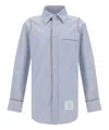 Thom Browne Light Blue Shirt With Button-down Collar And Striped Rwb Detail On The Rear In Lightblue