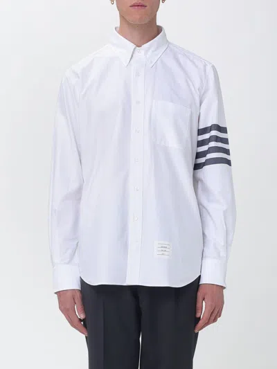 Thom Browne Button-down Cotton Poplin Shirt With 4-bar Stripe Motif In White