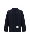 Thom Browne Herringbone Wool Blend Overshirt In Navy