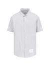 Thom Browne Striped Cotton Shirt In Silver