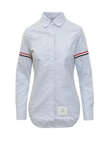 Thom Browne Striped Cotton Shirt In Blue