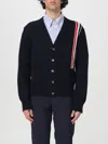 Thom Browne Rwb Stripe Intarsia Cotton Cardigan In Blue