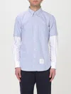 Thom Browne Blue & White Paneled Shirt In Gnawed Blue