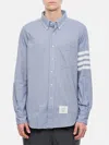 Thom Browne Flannel 4-bar Straight Fit Shirt Man Polo Shirt Multicolored Size L Cotton In Hellblau