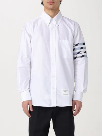 Thom Browne Grey Funmix Checked Cotton Shirt In Medium Blue