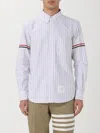 Thom Browne Grosgrain-band Striped Oxford Shirt In Multi