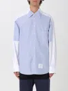 Thom Browne Blue & White Paneled Shirt In Multicolor