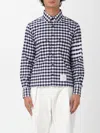 Thom Browne Navy Blue Check Shirts In Blue