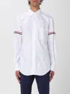 Thom Browne Oxford Grosgrain Long-sleeved Shirt In White