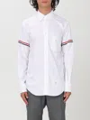 Thom Browne Long-sleeve Cotton Shirt With Striped Accents In White