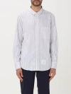 Thom Browne Straight Fit Mini Round Collar Shirt In Grey