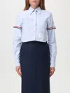 Thom Browne Oxford Striped Poplin Cropped Shirt In Blau
